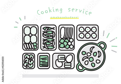 シンプル　イラスト　料理代行のイメージのベクターイラスト