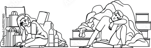 anxiety stress at home vector