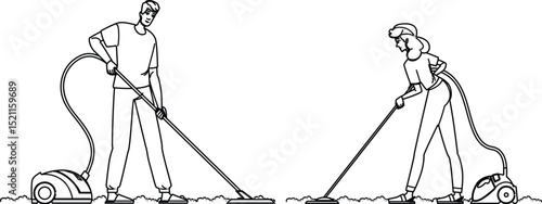 debris vacuuming living room vector