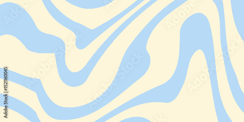 Abstract horizontal background with colorful waves. Trendy vector illustration in style retro 60s, 70s. Pastel colors