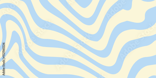 A minimal wavy abstract background with pastel blue and cream colors, inspired by 60s and 70s retro style.Vector illustration.