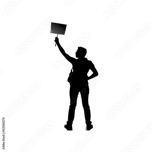 Silhouette of protester holding sign vector illustration for demonstration rally or political activism use
