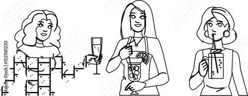 margarita woman cocktail vector