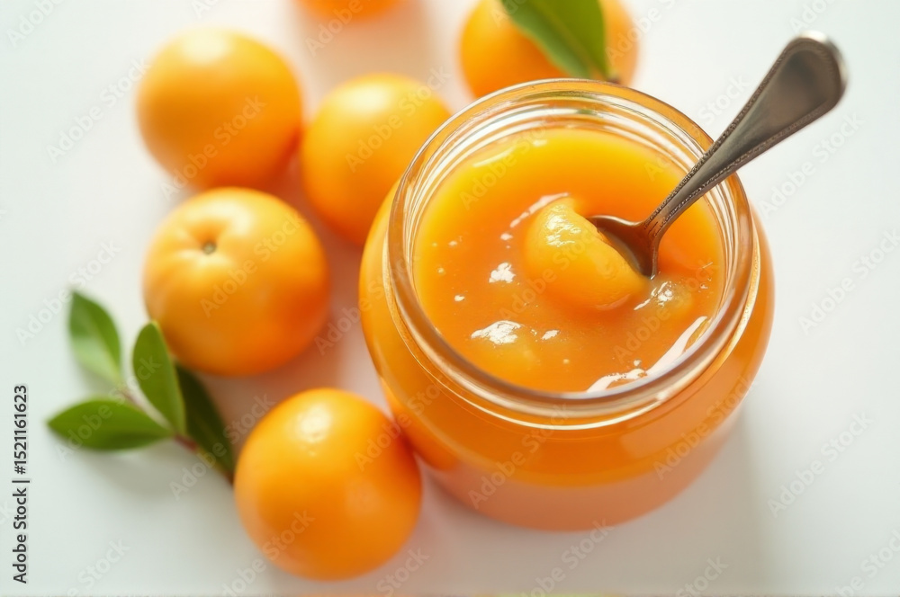 Fresh oranges stored in a glass jar with a wooden spoon for serving or decoration Fresh oranges stored in a glass jar with a wooden spoon for serving or decoration