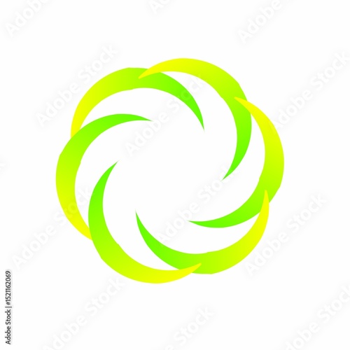 Abstract green sphere logo icon: an organic ecological nature symbol with leaf and water elements