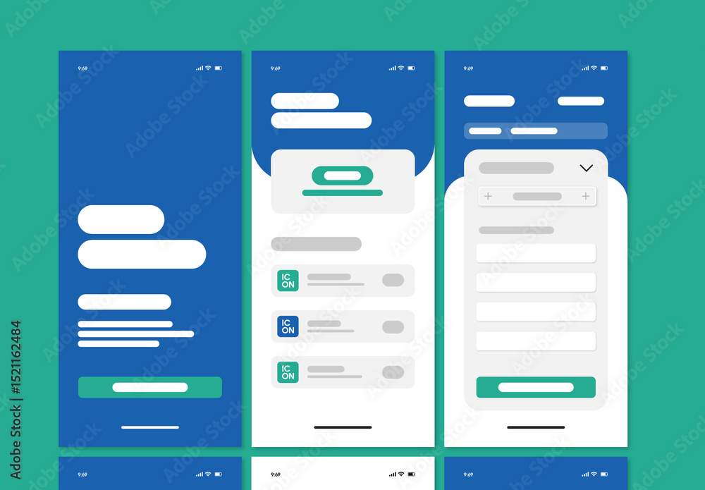 Modern Mobile App Wireframe UI UX Design Template Stock Template ...