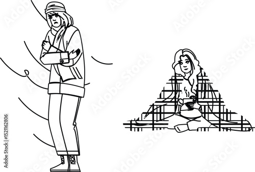 fear woman shiver vector