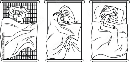rest woman sleep poses vector