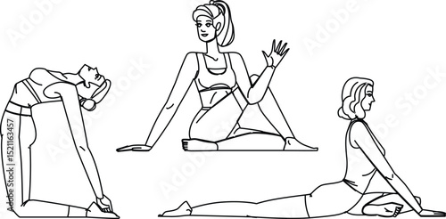 asana yoga exercises vector
