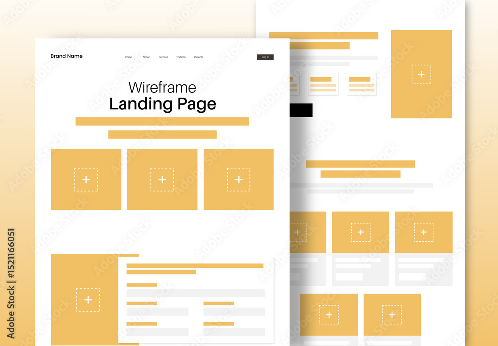 Landing Page Wireframe Template Clean And Modern Design Stock Template ...
