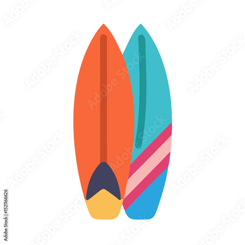 Pair of colorful surfboards in cartoon flat style