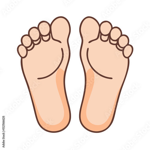 Cartoon pair of human feet icon in flat flesh tone style