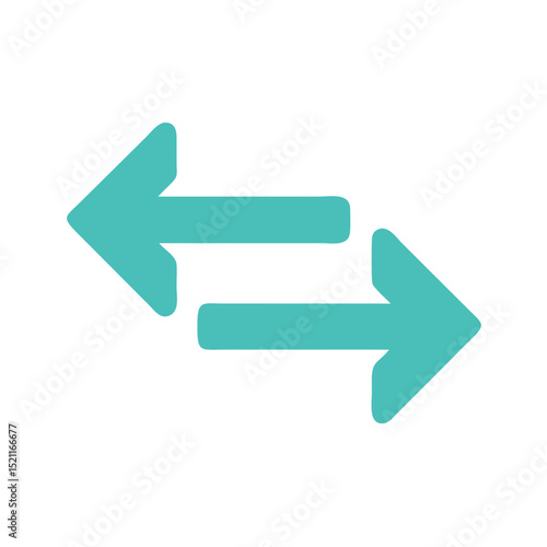 Teal double arrow icon in flat minimal style
