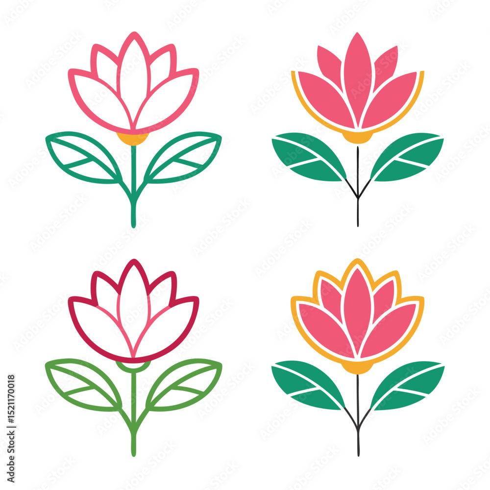 Floral design set with flowers butterflies and decorative elements in a seamless nature-inspired style Floral design set with flowers butterflies and decorative elements in a seamless nature-inspired style