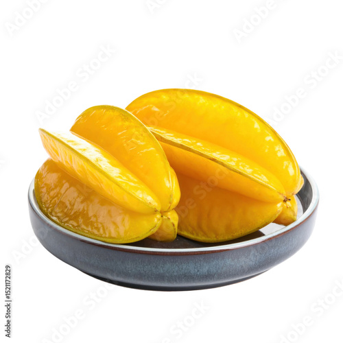 Starfruit on ceramic plate, vibrant and fresh