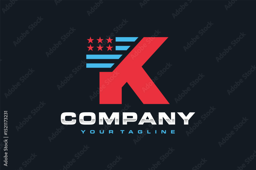 Obraz premium letter K american flag logo
