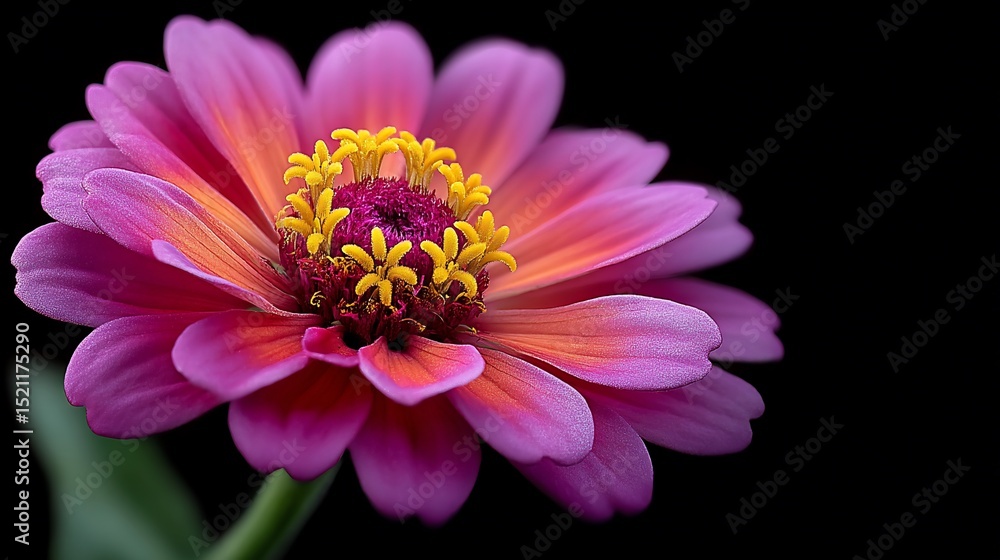 Obraz premium Radiant zinnia flowers vibrant burst against dark void