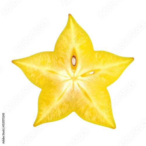 Starfruit slice on transparency background, vibrant and fresh