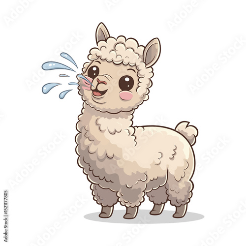 Cute Lama spitting vector illustration