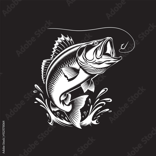 largemouth bass fish vector illustration