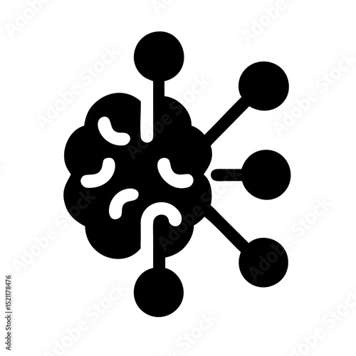 Minimalist black brain icon featuring interconnected points representing emotional intelligence mental clarity and neural connections