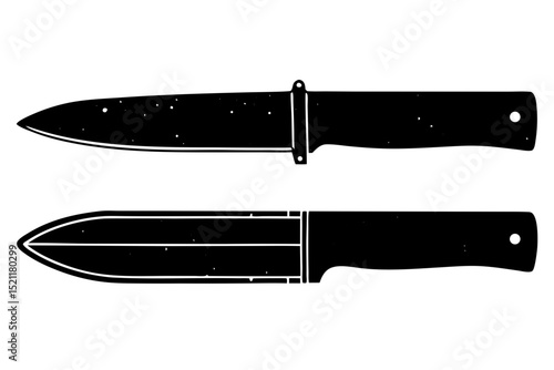 Two Black Knife Silhouettes, Hunting Knives, Blade