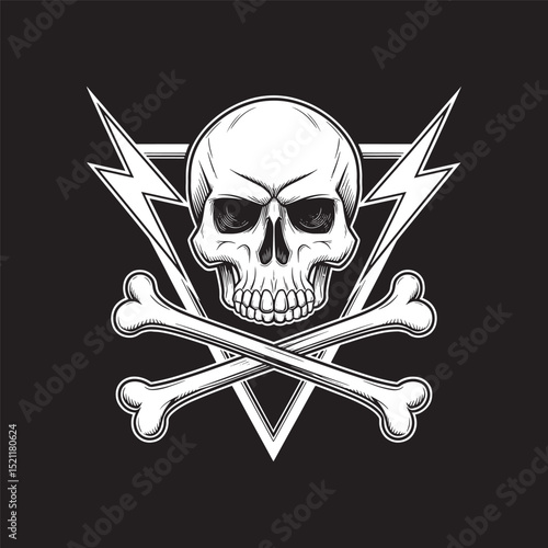 Danger skull crossbones lightning bolts vector illustration