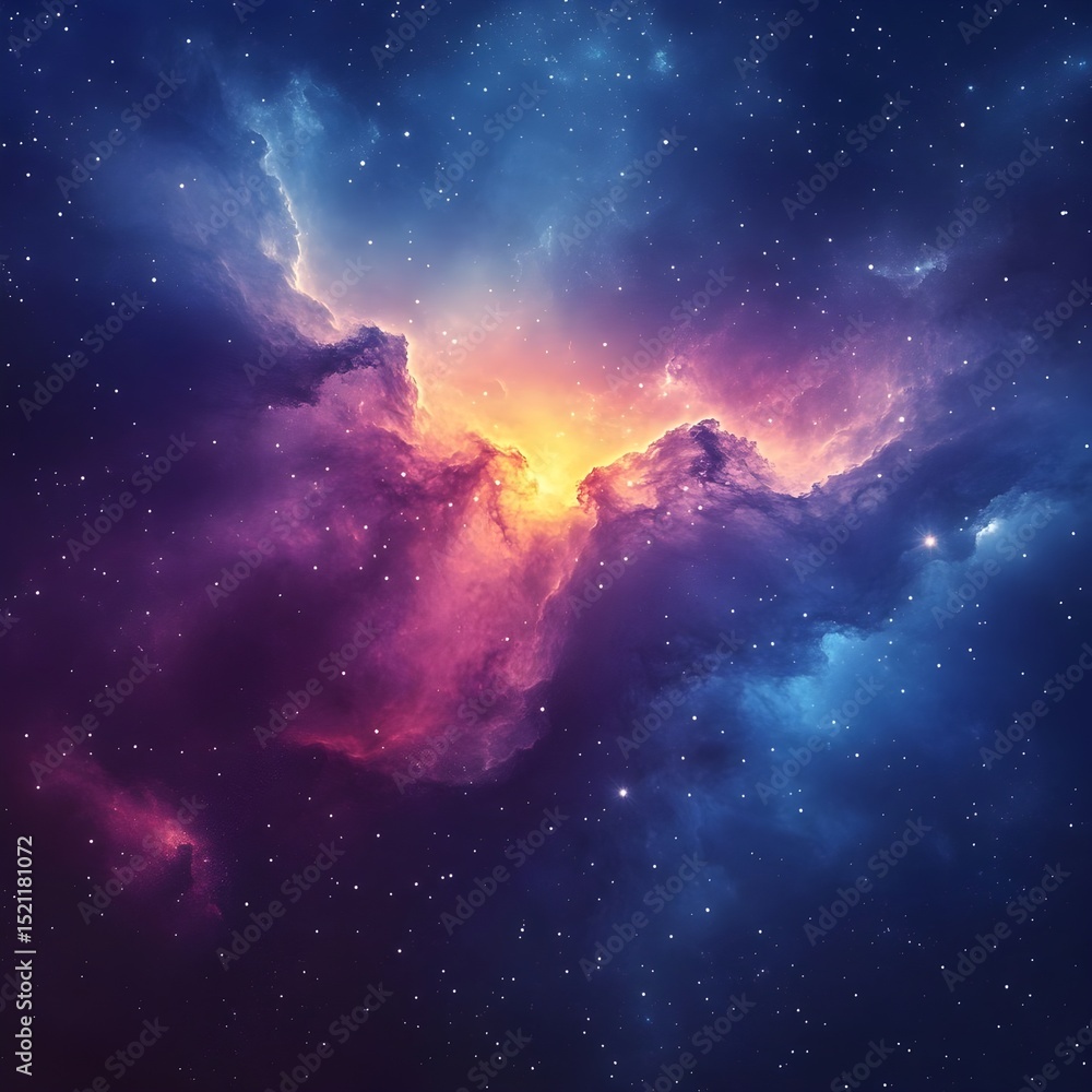 Fototapeta premium Vibrant Nebula in Deep Space Stunning Cosmic Cloudscape with Bright Stars