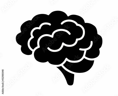 Black brain icon human mind symbol