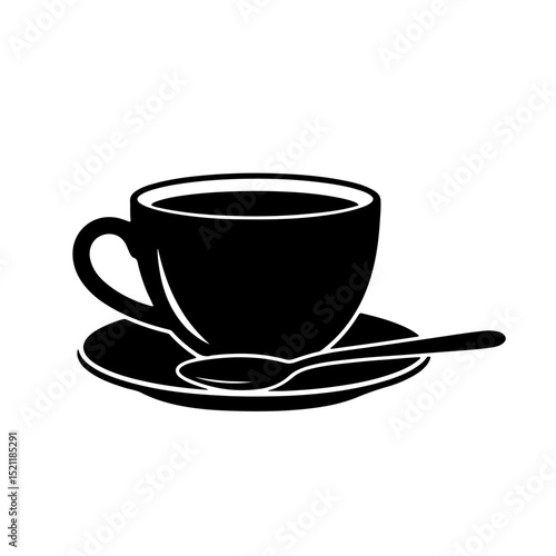 Coffee cup and saucer with spoon