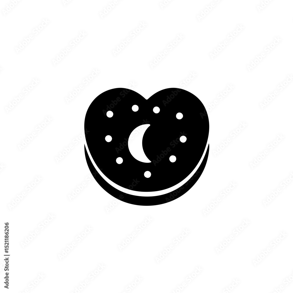 Obraz premium Heart-shaped moon cookie icon