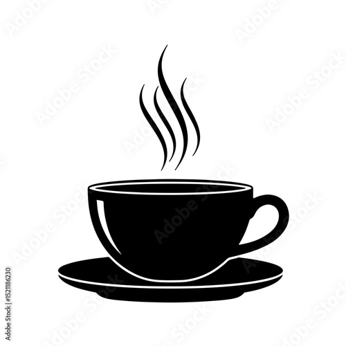 Hot coffee cup and saucer icon
