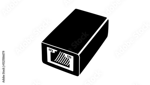 Network lan connector, Black Isolated Silhouette