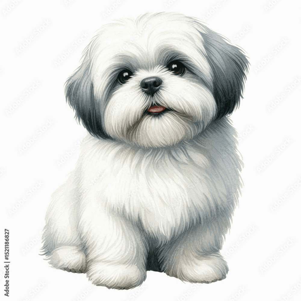 Silk Cloud Flow dog shih tzu isolated watercolor vector illustration svg Silk Cloud Flow dog shih tzu isolated watercolor vector illustration svg