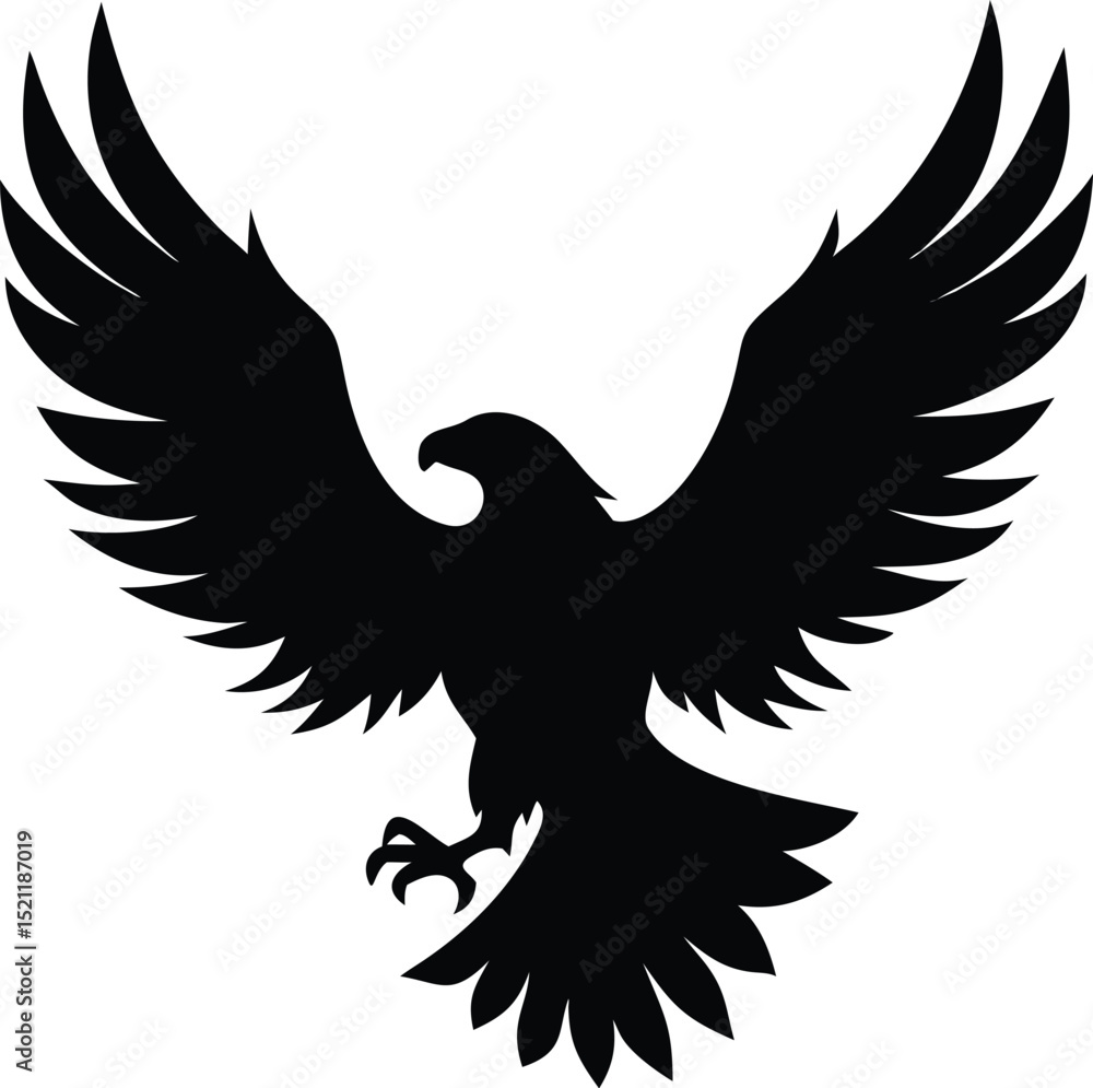 Fototapeta premium Majestic Eagle in Flight Silhouette | Wings Spread Vector EPS Design