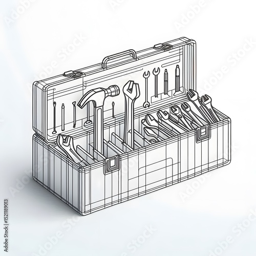 tool box line art graphic vector style illustration