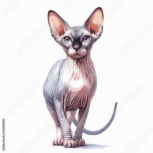 Terracotta Dream Cat Sphynx isolated watercolor vector illustration svg