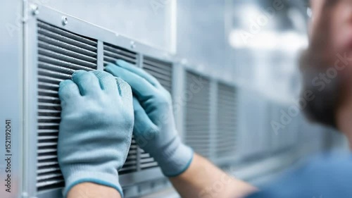 Hands adjusting air vent cover, ensuring optimal airflow and efficiency indoors
