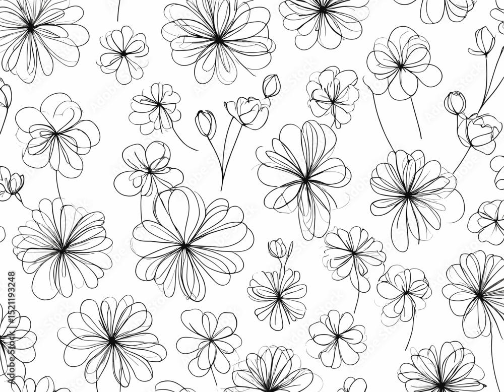 Sophisticated Continuous Line Floral Patterns for Creative Projects Sophisticated Continuous Line Floral Patterns for Creative Projects