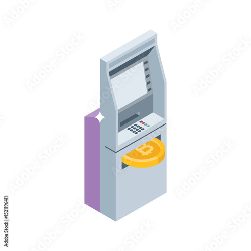 Take a look at this isometric style bitcoin atm icon