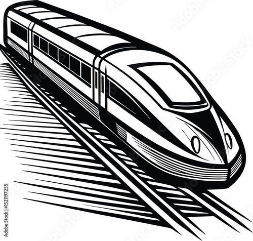 High speed train silhouette in motion with sharp lines