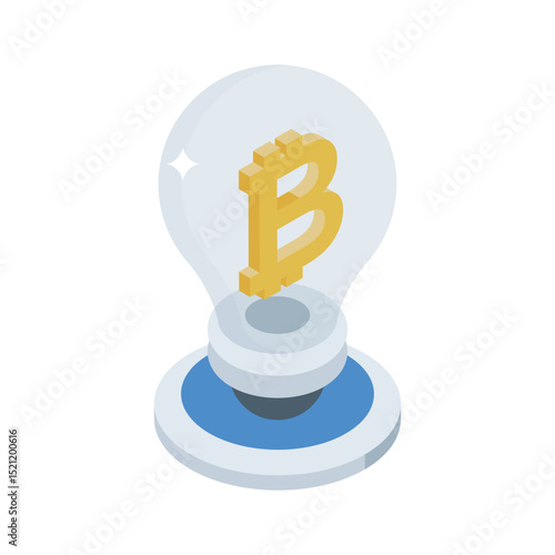 An attractive isometric icon of bitcoin innovation
