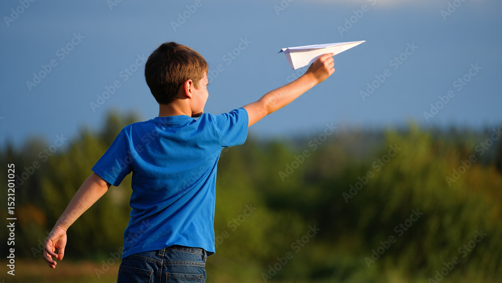 custom made wallpaper toronto digitalA child in a blue shirt holds a paper airplane outdoors.