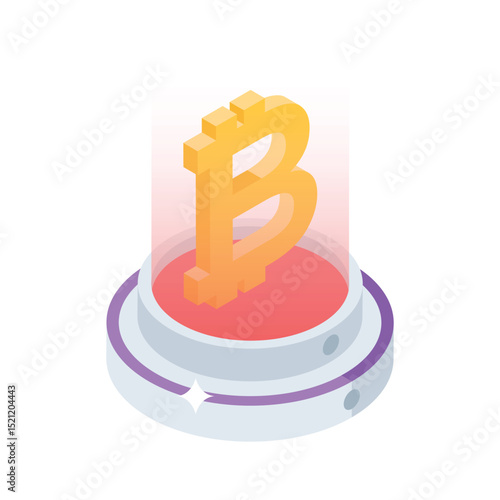 Check this isometric style icon of btc cryptocurrency