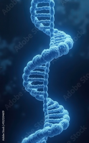 3D Render of DNA Double Helix Structure in Blue