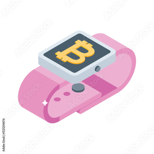 A trendy isometric icon showing smartwatch payment