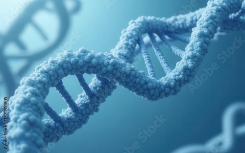 3D Render of DNA Double Helix Structure in Blue