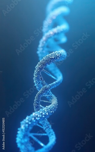 3D Render of DNA Double Helix Structure in Blue