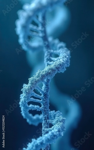 3D Render of DNA Double Helix Structure in Blue