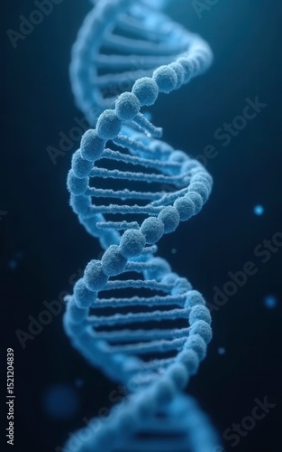 3D Render of DNA Double Helix Structure in Blue